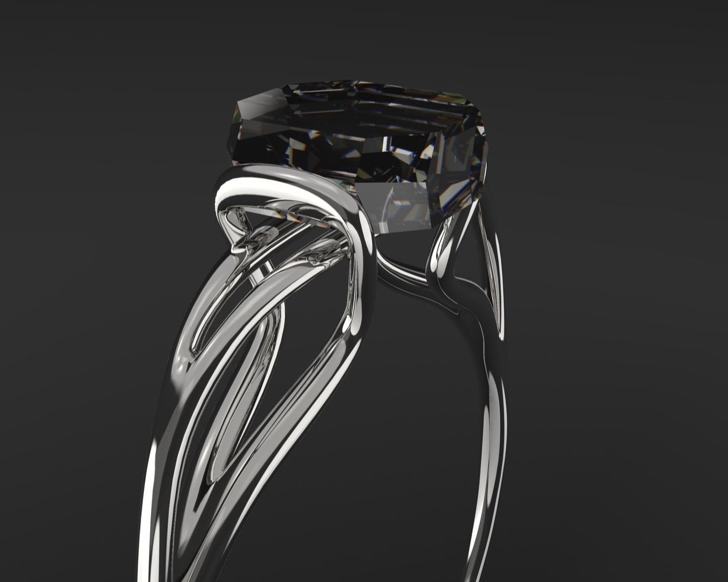 Sculptural ring with a faceted stone